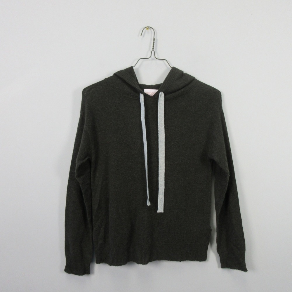 BRODIE 100% Cashmere Hoodie Dark Green XS Lightweight Casual Pullover Luxury